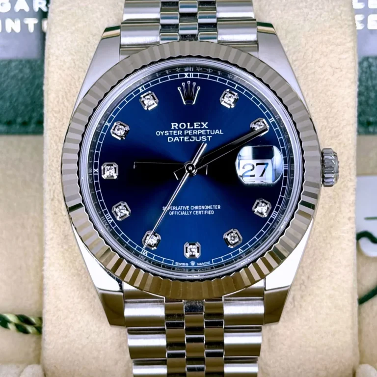 Lacivert, pırlanta işaretli kadranlı Rolex Datejust