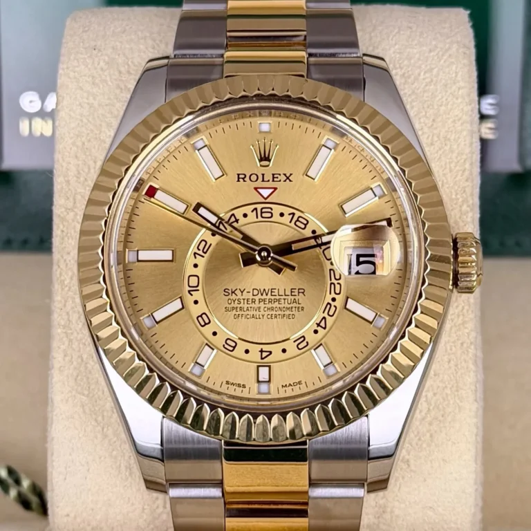 Şampanya kadranlı çelik-sarı altın Rolex Sky-Dweller